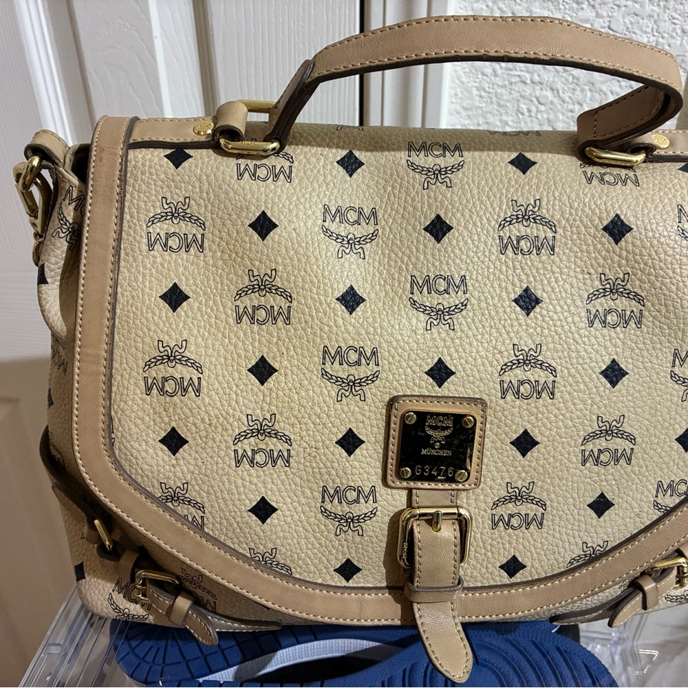 MCM Tan and Black Crossbody Bag